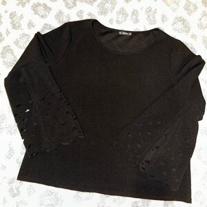 Black Lace Sleeve Women's Top from SHEIN